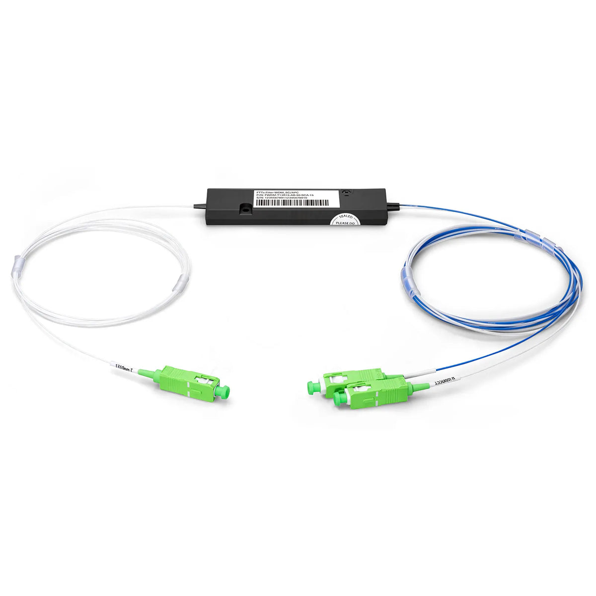 FyberOptix FWDM-T13R15-AB-90-SCA-15, T1310/R1550nm Filter Wavelength Division Multiplexer, ABS Module, SC/APC, 900m, 1.5m