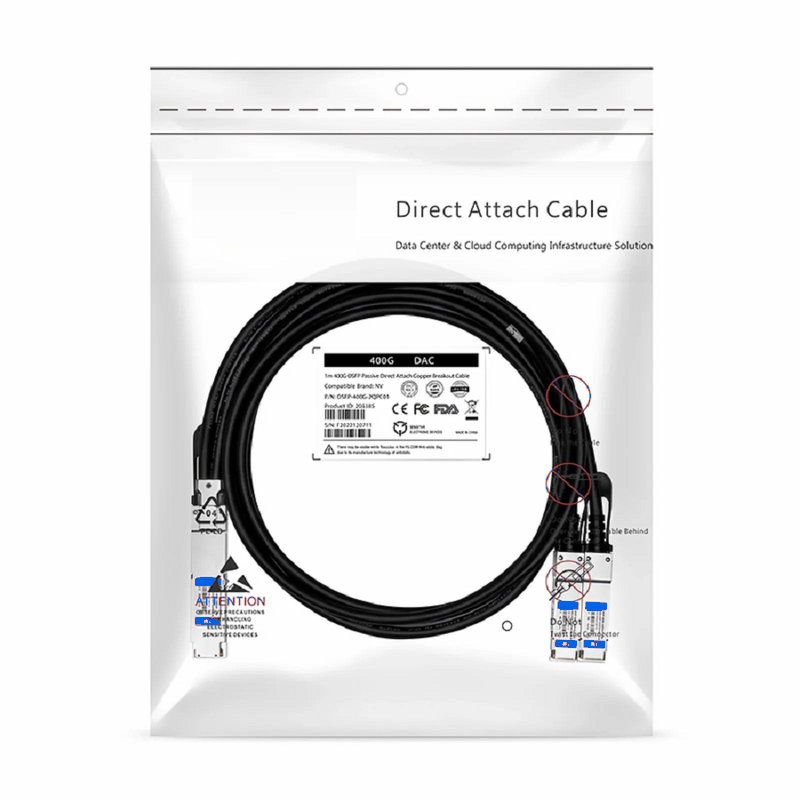 FyberOptix 2.5m (8ft) NVIDIA/Mellanox MCP7H50-V02AR26 Compatible 200G QSFP56 4 x 50G PAM4 to 2 x 100G QSFP56 2 x 50G PAM4 Ethernet Passive Direct Attach Copper Breakout Cable