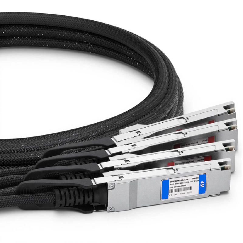 FyberOptix 1m (3ft) NVIDIA/Mellanox MCA7J75-N001 Compatible 800G Twin-port OSFP 8 x 100G PAM4 Finned Top to 4 x 200G QSFP112 2 x 100G PAM4 InfiniBand NDR Active Direct Attach Copper Breakout Cable for Quantum-2 Switches and ConnectX-7 HCA