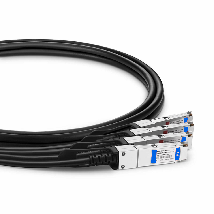FyberOptix 1m (3ft) Generic Compatible 200G QSFP-DD 8 x 25G NRZ to 4 x 50G QSFP28 2 x 25G NRZ Passive Direct Attach Copper Breakout Cable