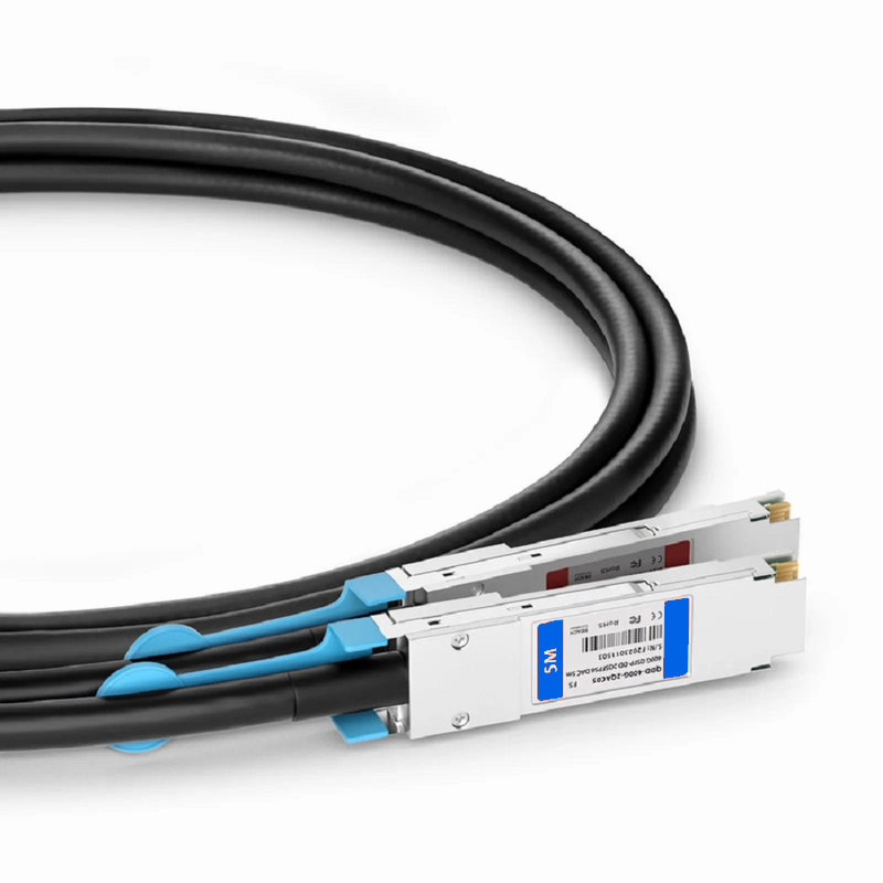 FyberOptix 5m (16ft) Generic Compatible 400G QSFP-DD 8 x 50G PAM4 to 2 x 200G QSFP56 4 x 50G PAM4 Active Direct Attach Copper Breakout Cable