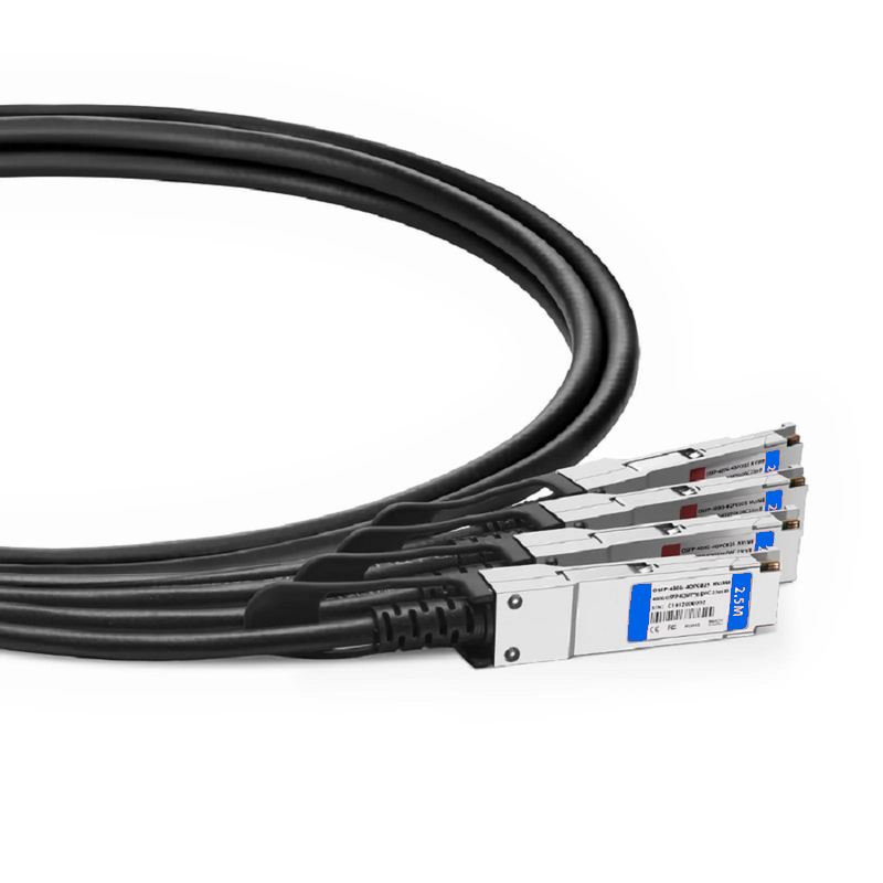 FyberOptix 1m (3ft) NVIDIA/Mellanox MCP7H60-C01 Compatible 200G QSFP-DD 8 x 25G NRZ to 2 x 100G QSFP28 4 x 25G NRZ Ethernet Passive Direct Attach Copper Breakout Cable