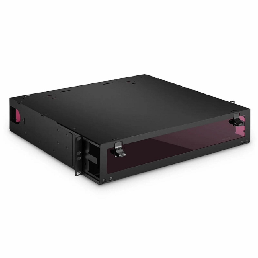 FyberOptix FHDA High Density 2U Rack Mount Enclosure Unloaded, Sliding Drawer, Holds up to 8 x FHDA Cassettes, Panels or Splice Trays, 288 Fibers (LC)