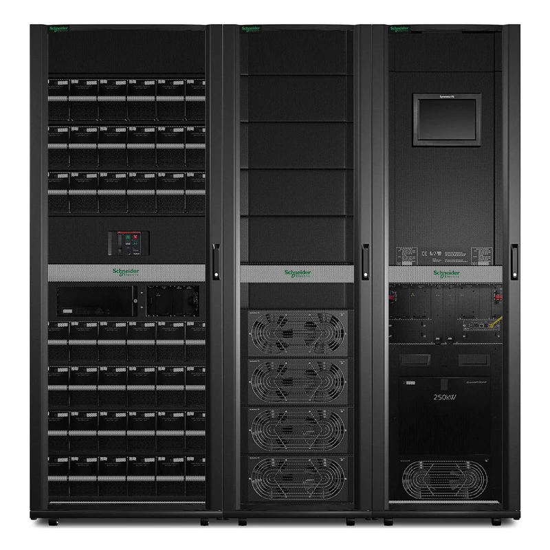 FyberOptix APC Symmetra PX UPS, 100kW Scalable to 250kW with Power Modules, 400/480V, Hard Wire 4-wire Output (3PH+ G) & 5-wire Output (3PH+ N+ G), Parallel up to 4UPSs, Modular Architecture