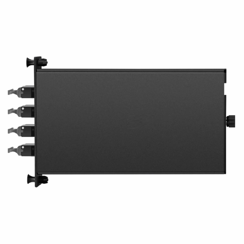 FyberOptix FHDA MTP® Splice Cassette with Ribbon Pigtails, 96 Fibers OM4 Multimode, 8 x MTP®-12 UPC (Male) Key Up to Key Down (Black) Adapter, 0.35dB Max.