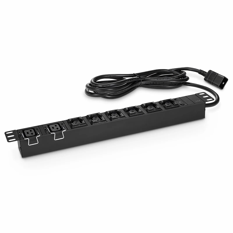 FyberOptix 1.92kW Single-Phase 16A/120V Basic Rack PDU, 6 x C13 & 2 x C19 Outlets, IEC320 C20 Plug, 10ft Cord, 1U Rack-Mount