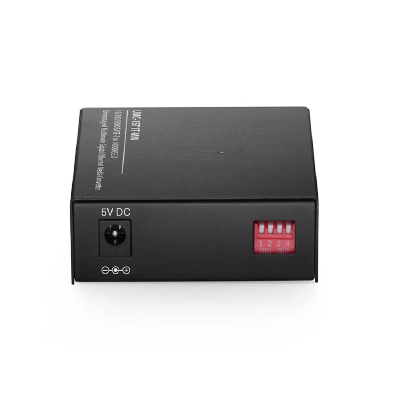 FyberOptix Unmanaged 1x 10/100/1000Base-T RJ45 to 1x 1000Base-X Multimode ST 850nm 220/550m Gigabit Ethernet Media Converter, British Plug Standard