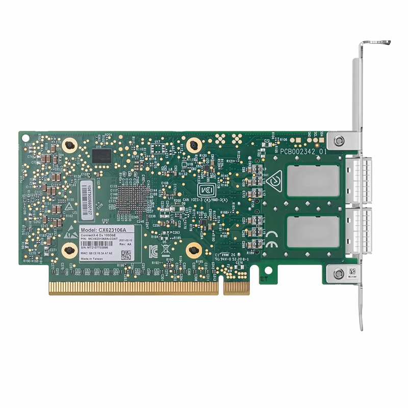 FyberOptix NVIDIA Mellanox MCX623106AN-CDAT ConnectXA®-6 Dx EN Network Interface Card, 100GbE Dual-Port QSFP56, PCIe4.0 x 16, Tall&Short Bracket