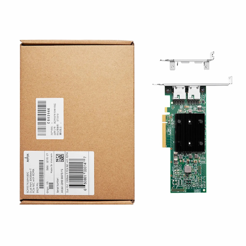 FyberOptix BroadcomA® BCM957416A4160C Ethernet Network Interface Card, P210TP 10GbE Dual-port RJ45, PCIe 3.0 x8, Standard & Low Profile