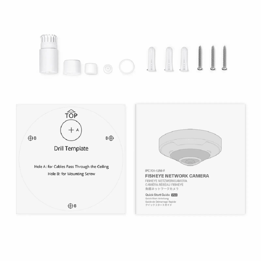 FyberOptix IPC701-12M-F, Ultra HD 12MP Fisheye Dome Network Camera with Build-in Mic, IP67 & IK10 360A° Panoramic PoE Network Camera with Fixed 1.8mm Lens