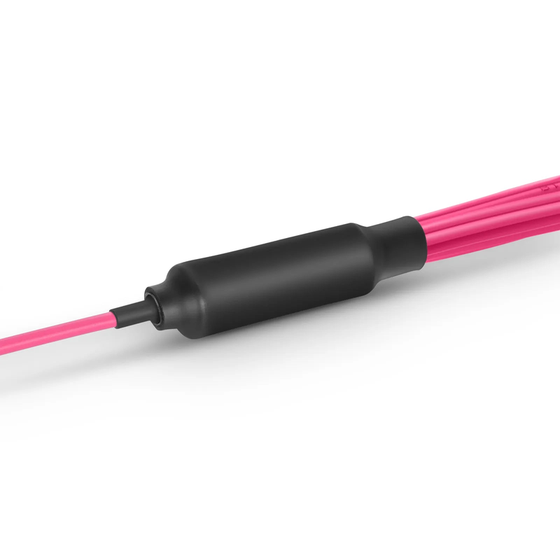 FyberOptix 1m (3ft) MMC Harness, MMC-16 APC (Female) to 8 x LC UPC Duplex, 16 Fibers, Multimode (OM4), Plenum (OFNP), 0.35dB Max, Jumper Polarity, Magenta