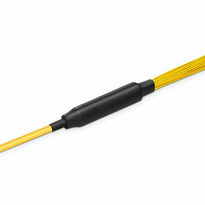FyberOptix 30m (98ft) MTP® Hybrid Trunk Cable, MTP®-12 APC (Female) to 6 LC UPC Duplex Uniboot, 36 Fibers, Single Mode (OS2), Plenum (OFNP), 0.35dB Max, Type B, Double Jacket, Yellow