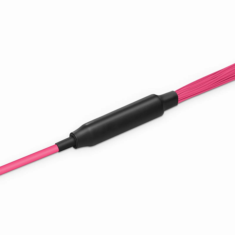 FyberOptix 30m (98ft) MTP® Hybrid Trunk Cable, MTP®-8 UPC (Male) to 4 LC UPC Duplex Uniboot, 32 Fibers, Multimode (OM4), Plenum (OFNP), 0.20dB Max, Type B, Double Jacket, Magenta