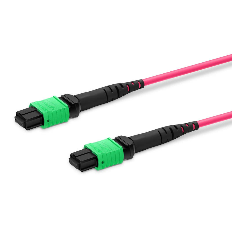 FyberOptix 1m (3ft) MTP® Jumper, MTP®-16 APC (Female) to MTP®-16 APC (Female), 16 Fibers, Multimode (OM4), Dual Rated (OFNR/LSZH), 0.35dB Max, Crossover, Magenta