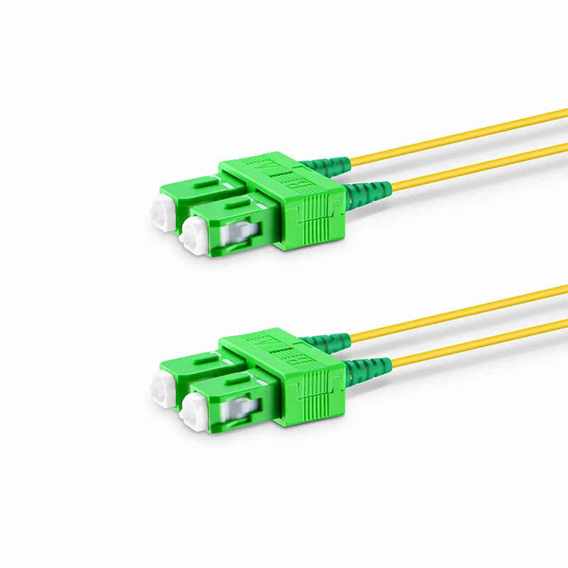 FyberOptix 5m (16ft) Fiber Patch Cable, 2 Fibers, SC APC Duplex to SC APC Duplex, Single Mode (OS2), Riser (OFNR), 1.2mm, Tight-Buffered, Yellow