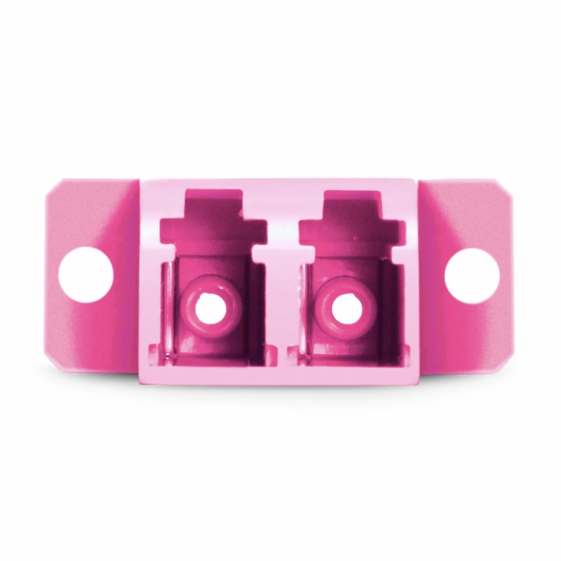 FyberOptix LC/UPC to LC/UPC Duplex OM4 Multimode SC Footprint Plastic Fiber Optic Adapter/Coupler with Flange, Violet, 10Pcs/Pack