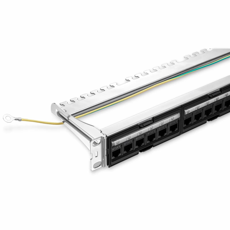 FyberOptix FDMP Cat6a Unshielded Coupler Recessed Patch Panel, 24-Port, 1RU, Cable Management Bar Included