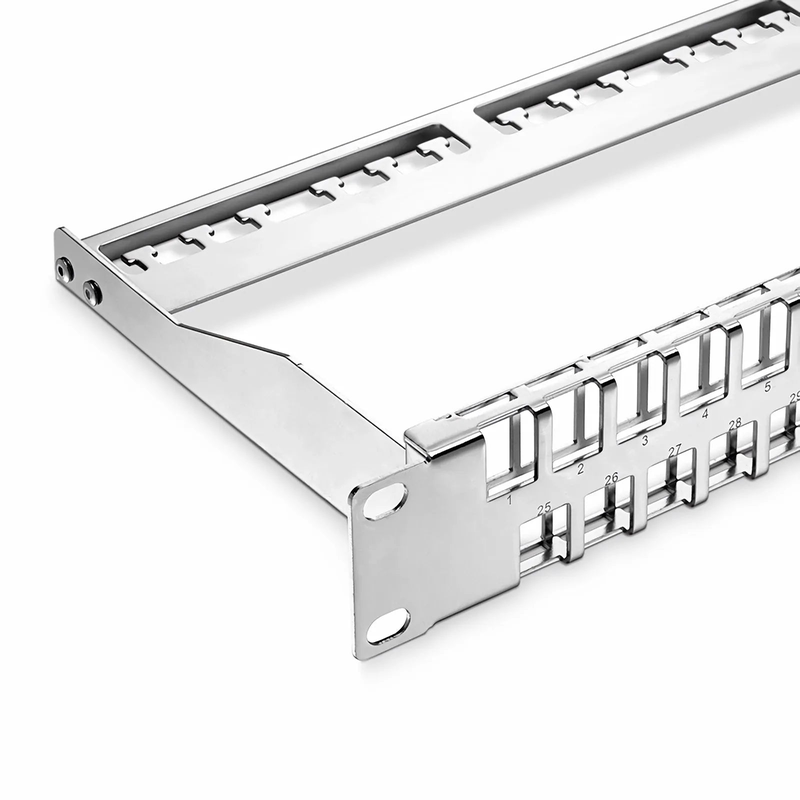FyberOptix FDMP Blank Shielded/UnShielded Flat Patch Panel for Keystone Modules, 48-Port, 1RU, Cable Management Bar Included