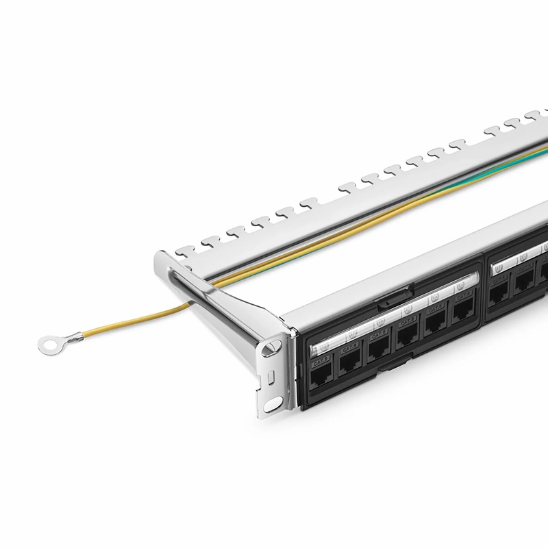 FyberOptix FDMP Cat6 Unshielded Coupler Recessed Patch Panel, 24-Port, 1RU, Cable Management Bar Included