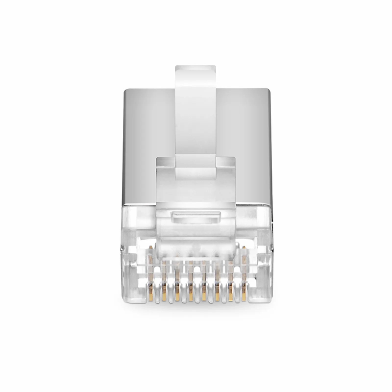 FyberOptix Cat5e RJ45 Standard Modular Plugs, Shielded Network Connectors for 24~26AWG Twisted Pair Solid or Stranded Cable (50/Pack)