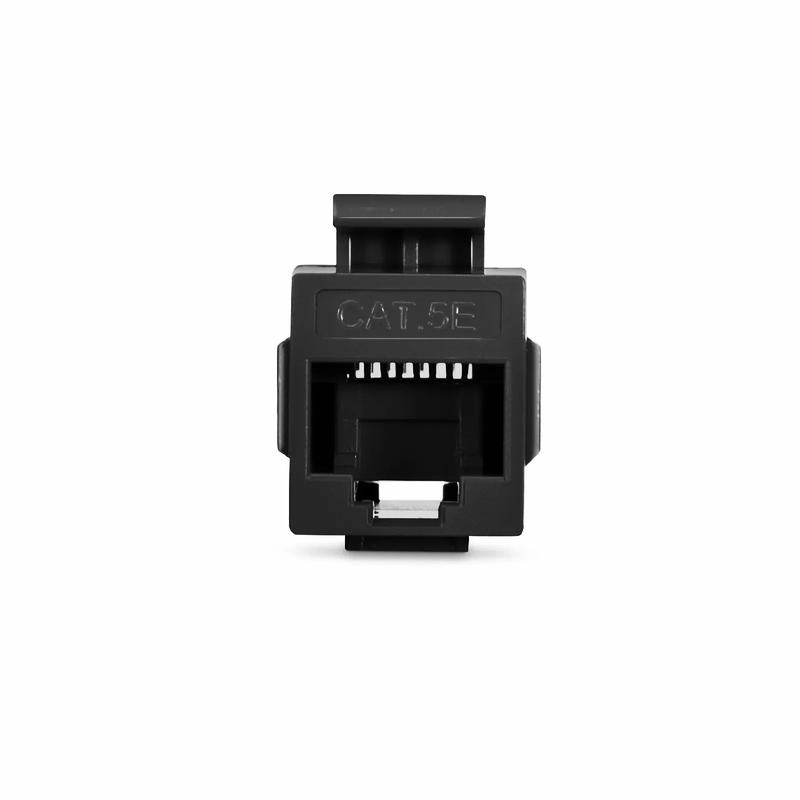 FyberOptix Cat5e Keystone RJ45 Coupler, Unshielded, Female to Female Insert Inline Coupler - Black (12pcs/Pack)