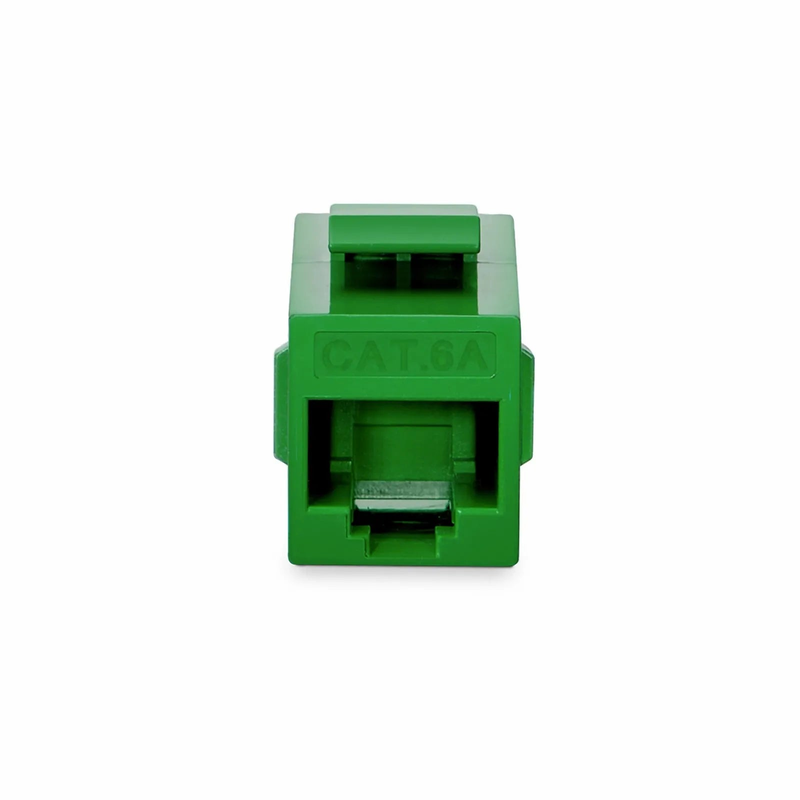 FyberOptix Cat6a Keystone RJ45 Coupler, Unshielded, Female to Female Insert Inline Coupler - Green