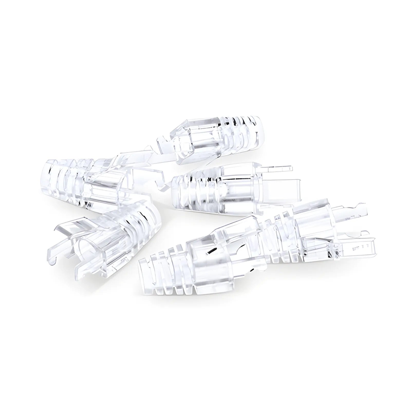 FyberOptix Cat5e RJ45 Strain Relief Boots, 5.8mm OD for Cat5e UTP 24AWG, F/UTP 26AWG Ethernet Network Cable, Transparent, 50PCS/Pack
