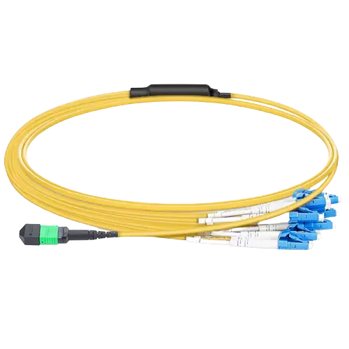 0.5m (1.6ft) MPO-16 APC (Female) to 8x LC Duplex UPC Single-mode (OS2) Harness, Type B, LSZH, Yellow SFPS