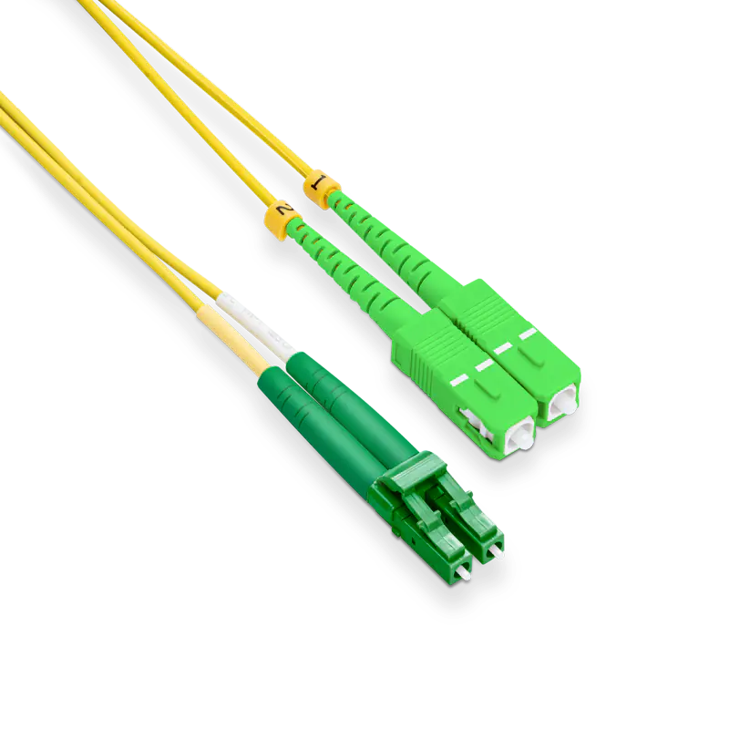 1m (3ft) LC APC to SC APC Duplex OS2 Single Mode LSZH 2.0mm Fiber Optic Patch Cable SFPS