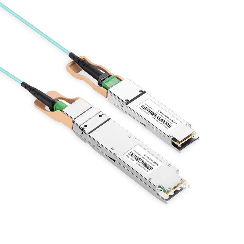 NVIDIA/Mellanox Compatible AOC 50m (164ft) 200Gb/s OSFP to 200Gb/s QSFP56 InfiniBand HDR Active Optical Cable (Flat top, 850nm, MMF, LSZH) SFPS