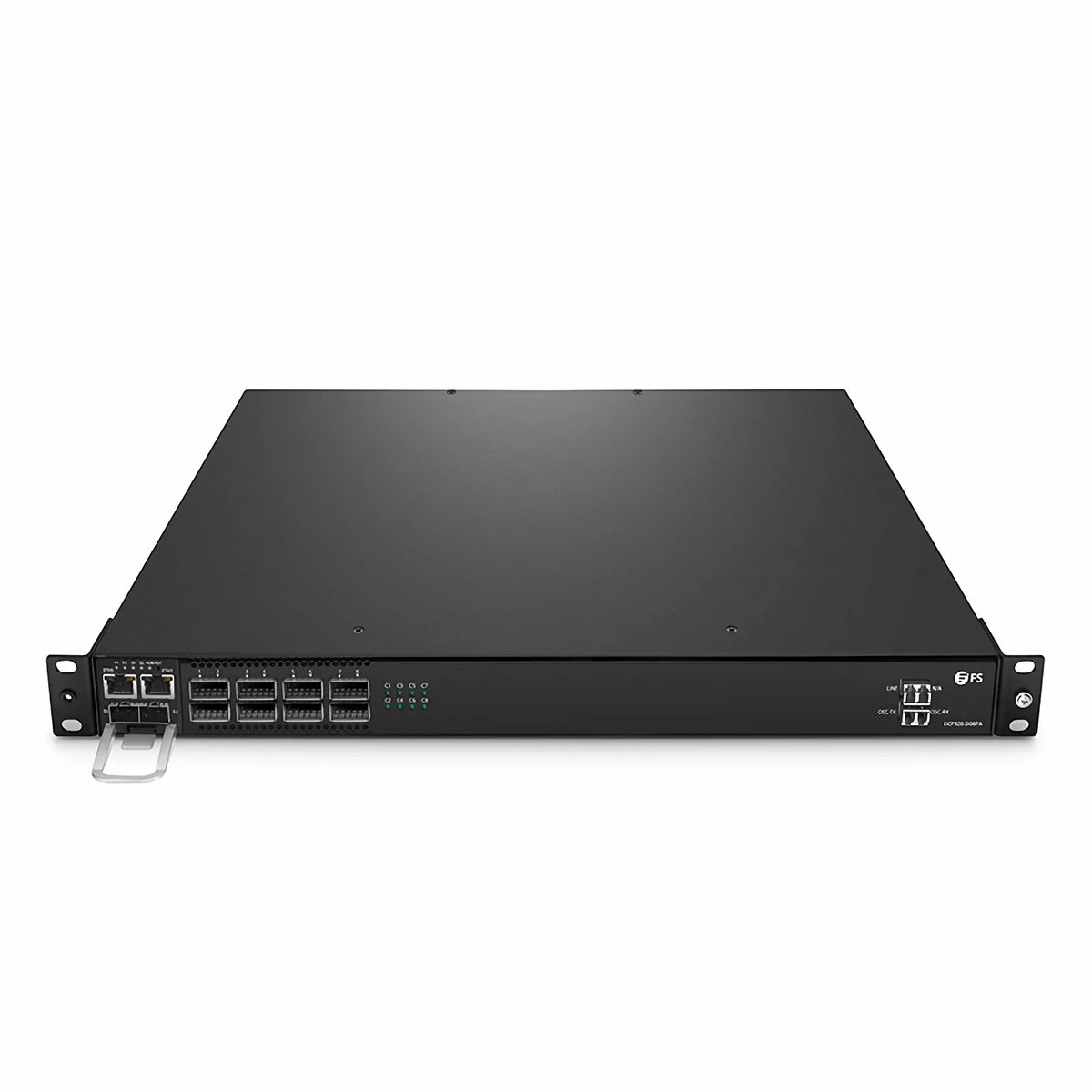 FyberOptix DCP920-D08PA, 8 Channel 100G DWDM PAM4 Active Multiplexer, C45-C60, 8 x 100G QSFP28, Single Fiber, Side-A, with Built-in 100G PAM4 Module, 1U Rack Mount, 0-80km, Support AmpCon-T/Web Network Management