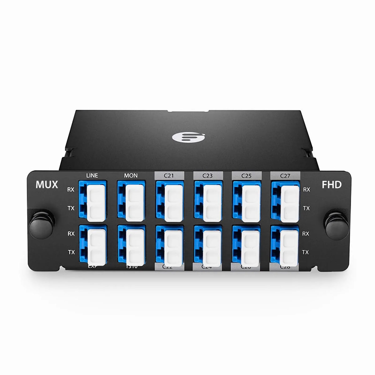 FyberOptix 8 Channels DWDM Mux Demux, 100GHz C21-C28, with Monitor, Expansion and 1310nm Port, 2.4dB Typical IL, LC/UPC, Dual Fiber, High Density, FHDA Plug-in Module