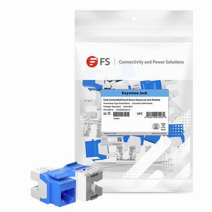 FyberOptix Cat6 RJ45 (8P8C) Unshielded Punch Down Keystone Jack Module, Blue (10 pcs/Pack)