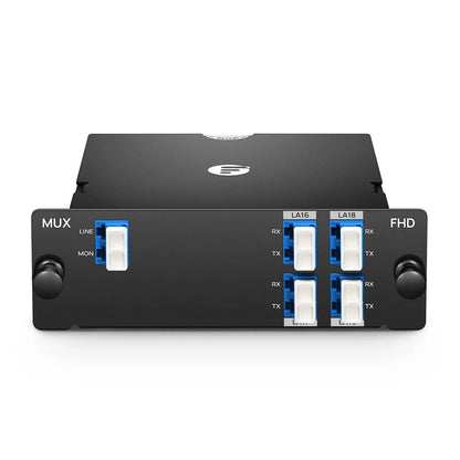 FyberOptix 4 Channels LAN-WDM Mux Demux, 1273.55-1286.66nm, with Monitor Port, 2.8dB Typical IL, LC/UPC, Single Fiber, Side-B, High Density, FHDA Plug-in Module