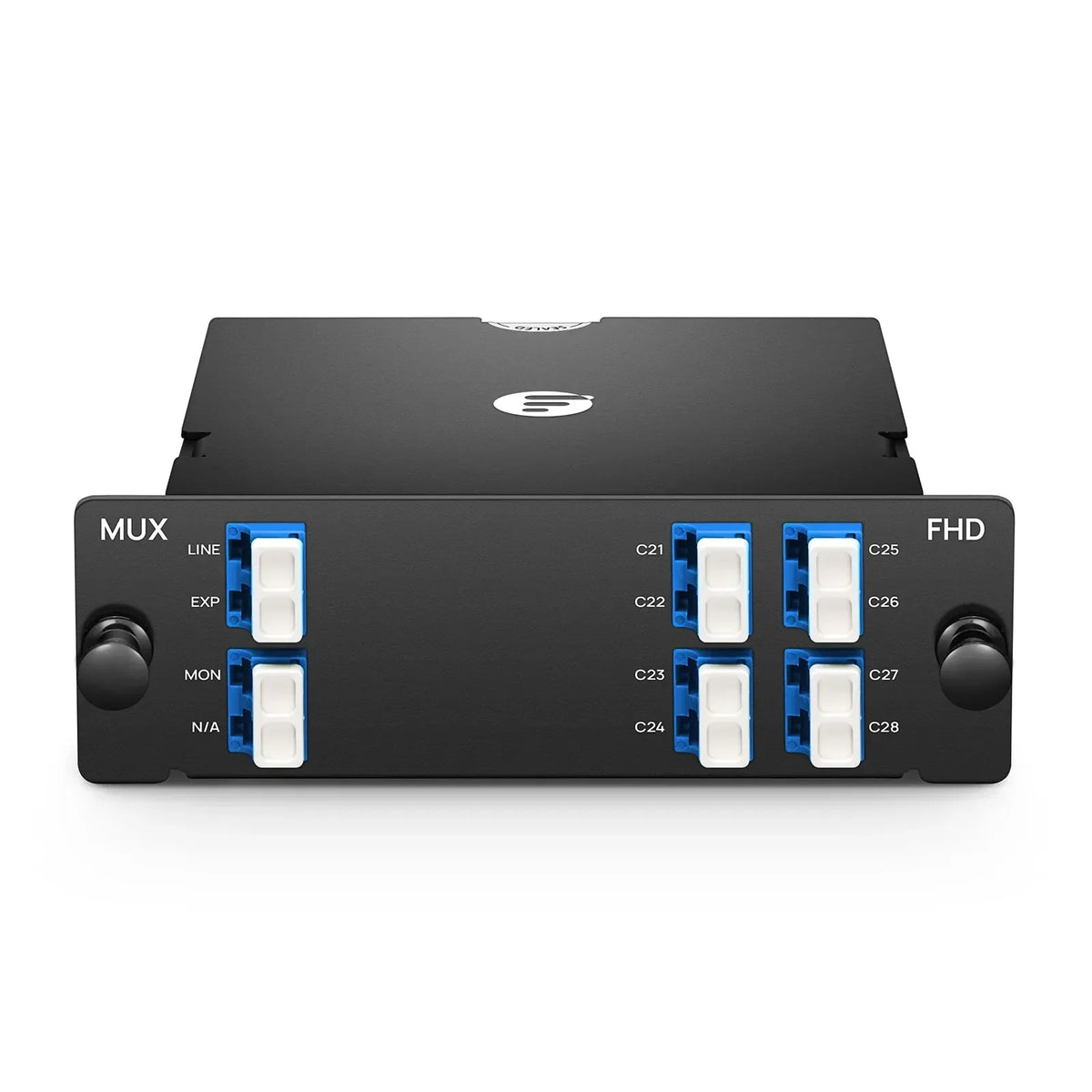 FyberOptix 8 Channels DWDM Mux or Demux, 100GHz C21-C28, with Monitor and Expansion Port, 2.75dB Typical IL, LC/UPC, Single Fiber, High Density, FHDA Plug-in Module