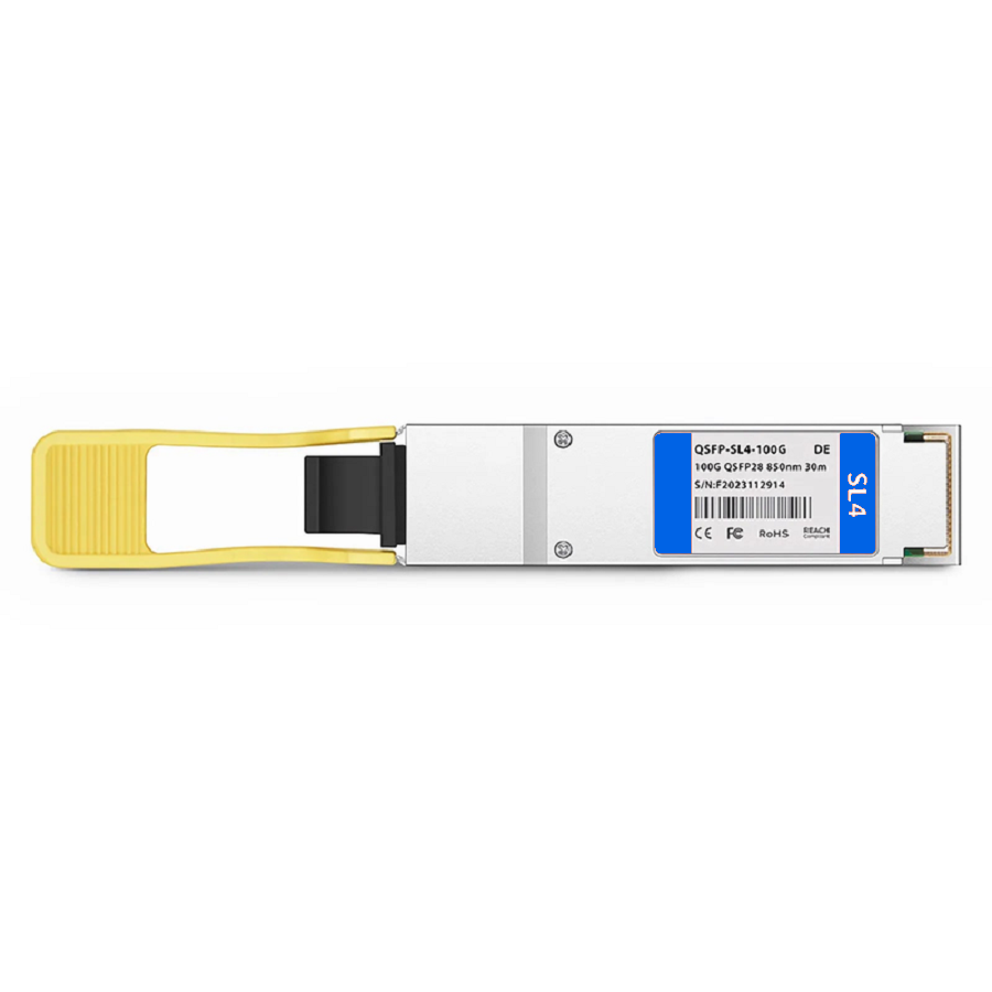 FyberOptix Dell Compatible 100GBASE-SL4 QSFP28 4 x 25G NRZ 850nm 30m DOM MPO-12/UPC MMF Optical Transceiver Module, Breakout to 4 x 25G-SR