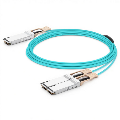 FyberOptix 30m (98ft) 200G QSFP56 4 x 50G PAM4 to 2 x 100G QSFP28 4 x 25G NRZ Active Breakout Optical Cable forFOSwitches