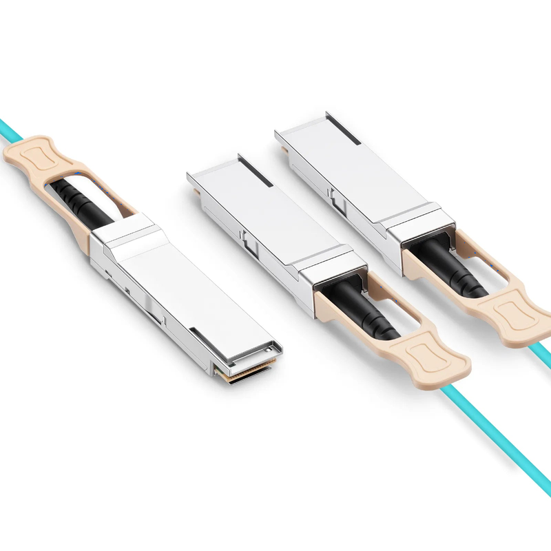 FyberOptix 5m (16ft) 200G QSFP56 4 x 50G PAM4 to 2 x 100G QSFP28 4 x 25G NRZ Active Breakout Optical Cable forFOSwitches