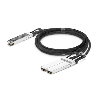 FyberOptix 3m (10ft) NVIDIA/Mellanox Compatible 800G OSFP 8 x 100G PAM4 Finned Top to 2 x 400G OSFP 4 x 100G PAM4 Flat Top Ethernet Active Electrical Copper Breakout Cable