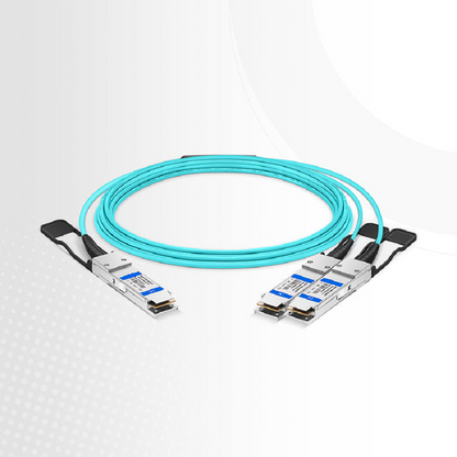 FyberOptix 7m (23ft) Cisco Compatible 100G QSFP28 4 x 25G NRZ to 2 x 50G QSFP28 2 x 25G NRZ Active Optical Breakout Cable