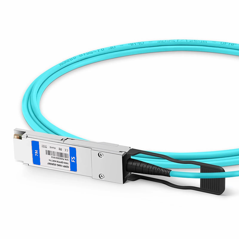 FyberOptix 7m (23ft) Cisco Compatible 100G QSFP28 4 x 25G NRZ to 2 x 50G QSFP28 2 x 25G NRZ Active Optical Breakout Cable