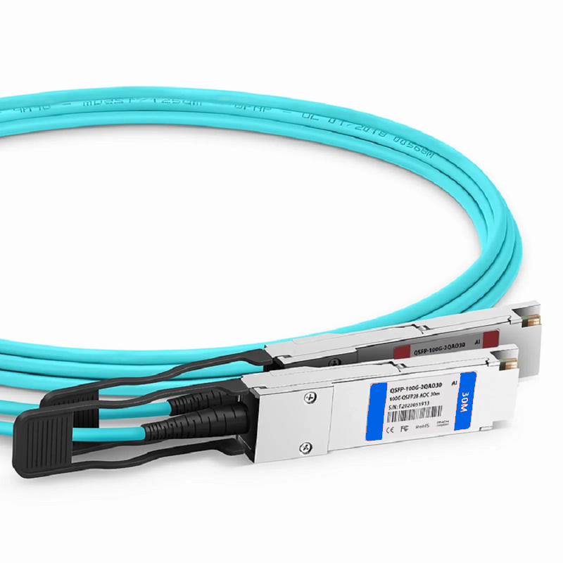 FyberOptix 7m (23ft) Cisco Compatible 100G QSFP28 4 x 25G NRZ to 2 x 50G QSFP28 2 x 25G NRZ Active Optical Breakout Cable