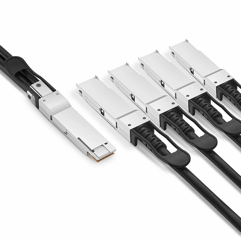 FyberOptix 3m (10ft) Generic Compatible 200G QSFP-DD 8 x 25G NRZ to 4 x 50G QSFP28 2 x 25G NRZ Passive Direct Attach Copper Breakout Cable