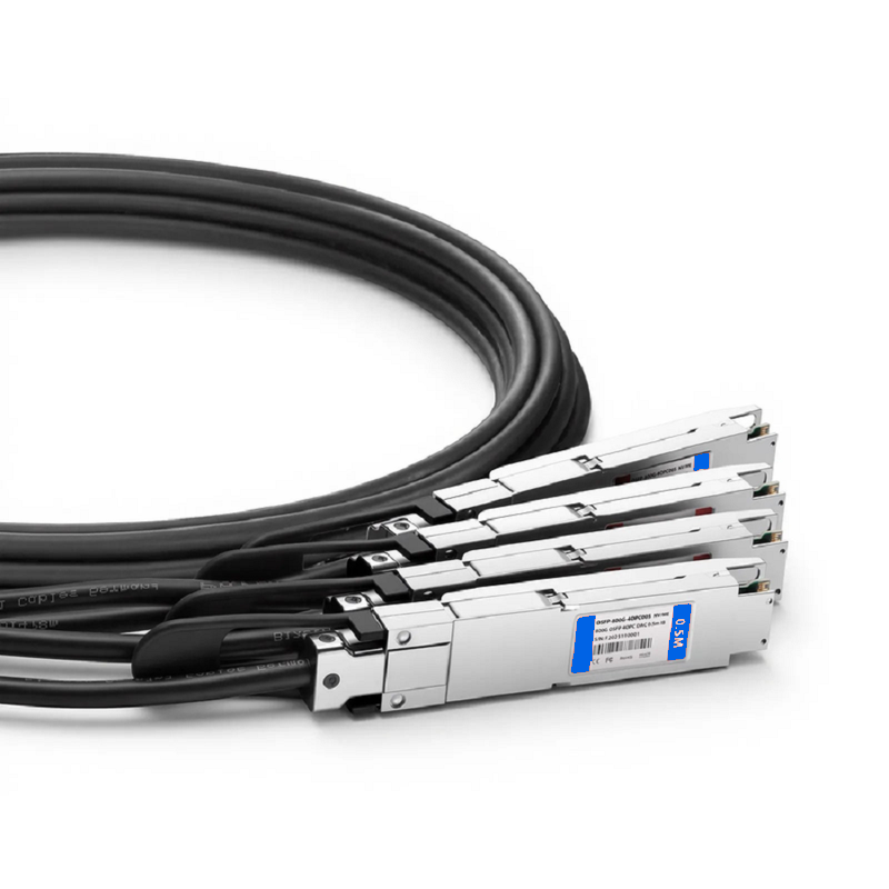 FyberOptix 0.5m (2ft) Arista Networks Compatible 800G OSFP 8 x 100G PAM4 Finned Top to 4 x 200G OSFP 2 x 100G PAM4 Finned Top Passive Direct Attach Copper Breakout Cable