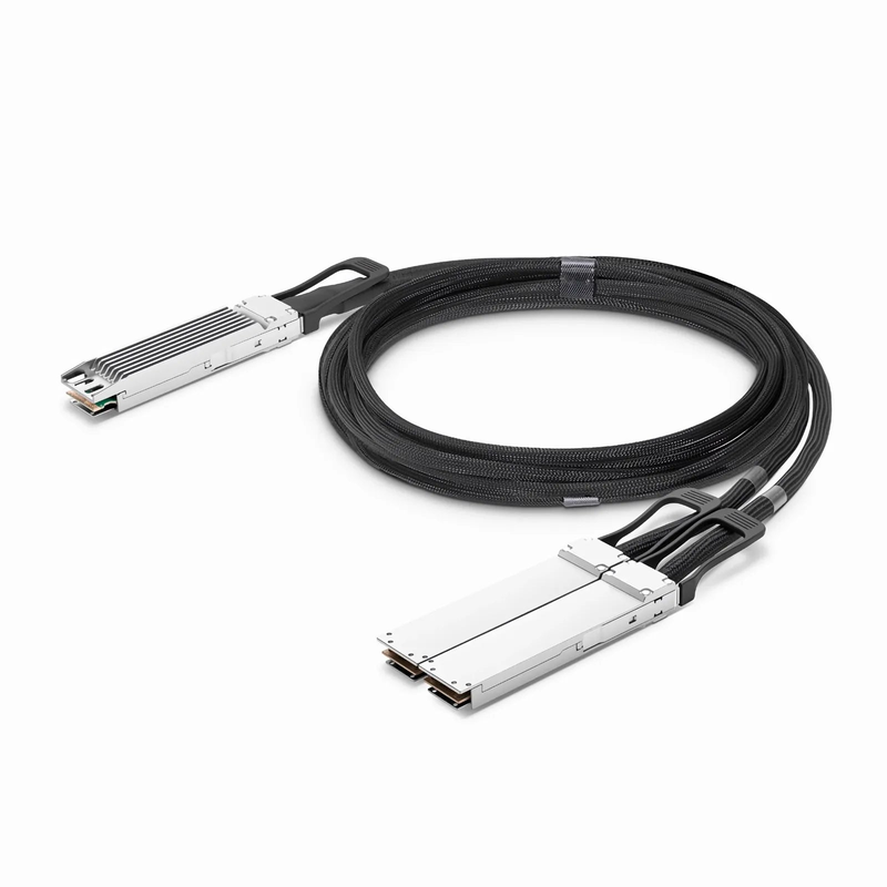 FyberOptix 5m (16ft) NVIDIA/Mellanox MCA7J60-N005 Compatible 800G OSFP 8 x 100G PAM4 Finned Top to 2 x 400G OSFP 4 x 100G PAM4 Flat Top Ethernet Active Direct Attach Copper Breakout Cable
