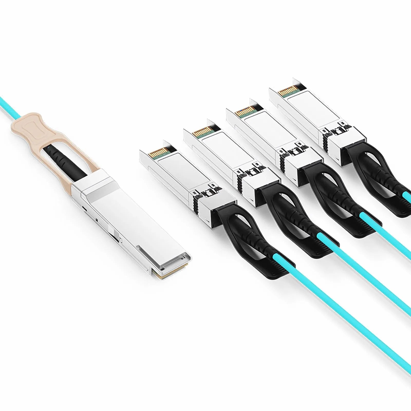 FyberOptix 5m (16ft) Generic Compatible 200G QSFP56 4 x 50G PAM4 to 4 x 50G SFP56 50G PAM4 Active Optical Breakout Cable