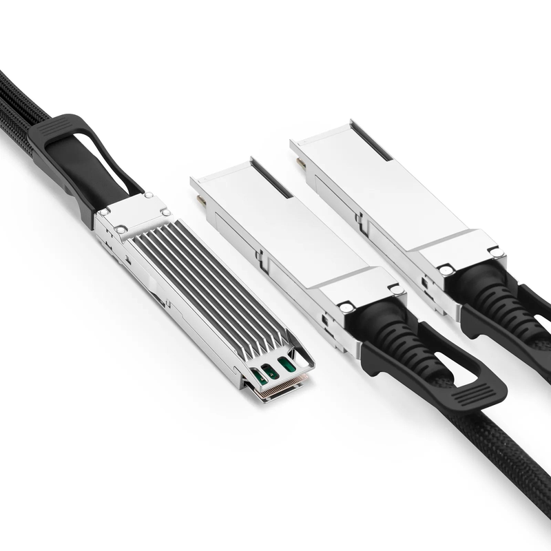 FyberOptix 1m (3ft) 800G Twin-port OSFP 8 x 100G PAM4 Finned Top to 2 x 400G QSFP112 4 x 100G PAM4 Ethernet Active Direct Attach Copper Breakout Cable forFOSwitches