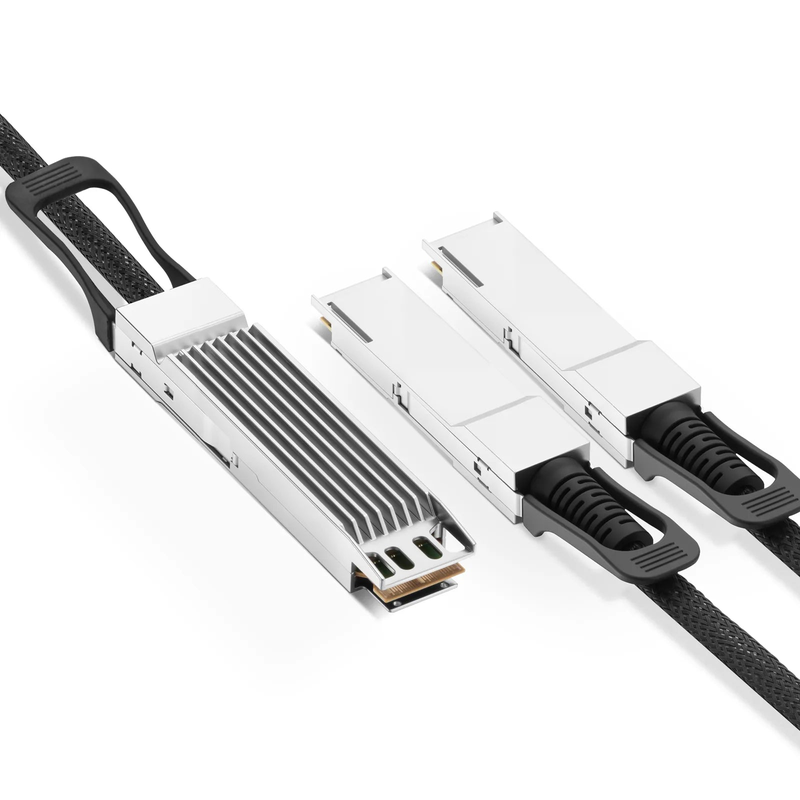 FyberOptix 1m (3ft) NVIDIA/Mellanox Compatible 800G Twin-port OSFP 8 x 100G PAM4 Finned Top to 2 x 400G QSFP112 4 x 100G PAM4 Ethernet Active Electrical Breakout Cable
