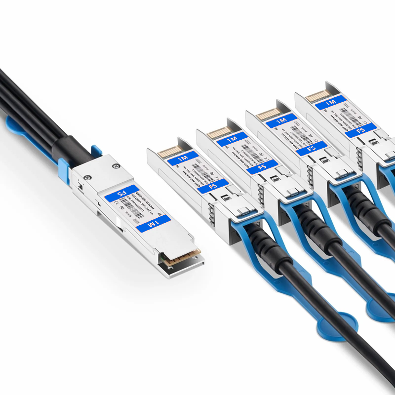 FyberOptix 1m (3ft) Dell Compatible 40G QSFP+ to 4 x 10G SFP+ Active Direct Attach Copper Breakout Cable