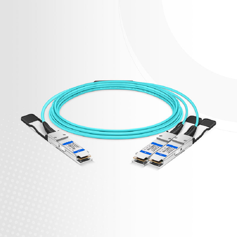 FyberOptix 30m (98ft) Netgear Compatible 100G QSFP28 4 x 25G NRZ to 2 x 50G QSFP28 2 x 25G NRZ Active Optical Breakout Cable